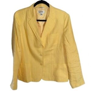 Talbots yellow Irish Linen blazer suit Jacket size 14